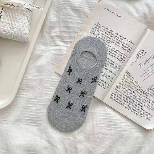3pairs New Bow Boat Socks Invisible Soft Cotton Crew Socks