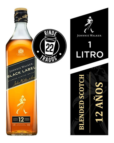 Whisky Johnny Black Negro. Original. 1 Litro. Oferton!