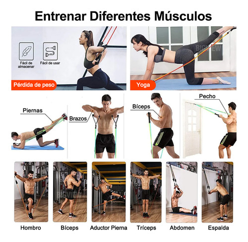 200 Lbs Kit De Pilates Banda De Resistencia Gimnasio Ligas Bandas Elasticas Ejercicio Kit De Ejercicio Ejercicios En Casa Yoga Fitness Con Cuerda Para Saltar