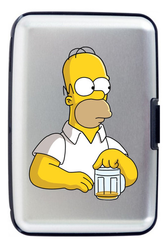 Billetera Homero Simpson Beer Tarjetero Aluminio Porta Doc X