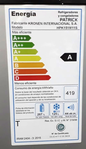 Imagen 11 de 11 de Heladera Con Freezer 394 Lts Patrick Hpk151m11s Gris Outlet