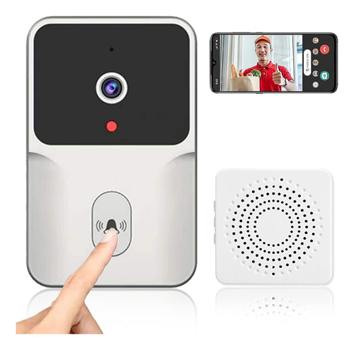 Timbre Hancdon M6 Inteligente Inalámbrico Con Cámara Timbre Inalámbrico Impermeable Para Puerta, 1 Transmisor Y 1 Receptor, Videollamadas Interactivas En Tiempo Real Función De Cambio De Voz