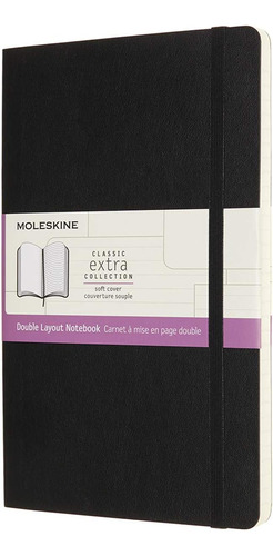 Libreta Moleskine Clásica Grande Negra Doble Diseño Pblanda