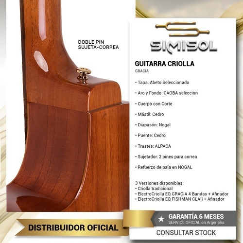 Imagen 4 de 7 de Guitarra Electro Criolla Gracia G10eq Media Caja +funda Cuot
