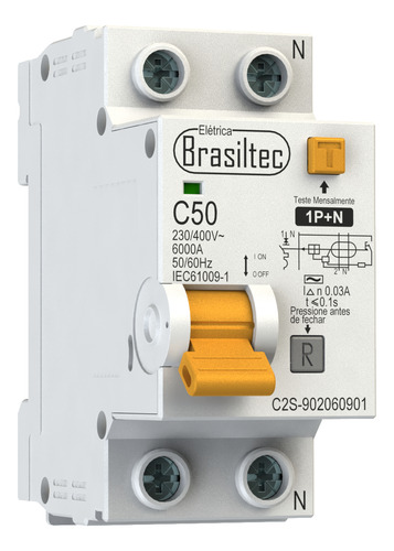 Disjuntor Diferencial Residual Bipolar 50a 30ma 2p