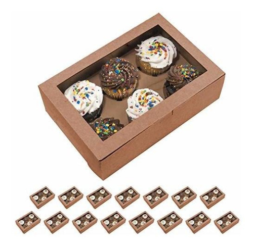 Essos - Cajas De Cupcakes Para 6 Kraft Con Ventana De Visual