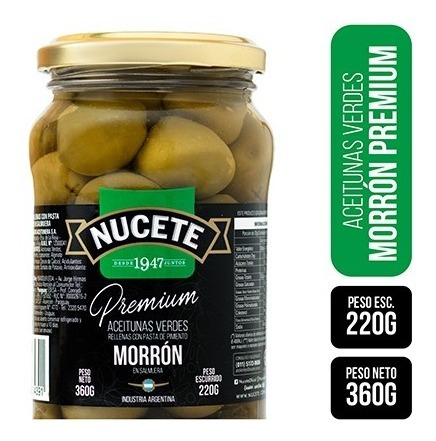 Imagen 2 de 3 de Combo Aceitunas Verdes Rellenas Morron Premium 360 Gr X 3