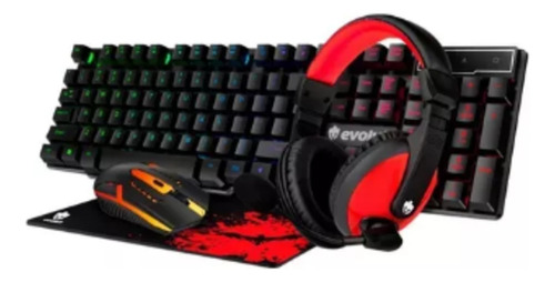 Kit Gamer 5 Em 1 Teclado Mouse Mouse Pad Headset Bungee 