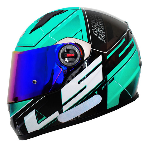 Capacete Ls2 Ff358 Ultra Verde Agua Preto