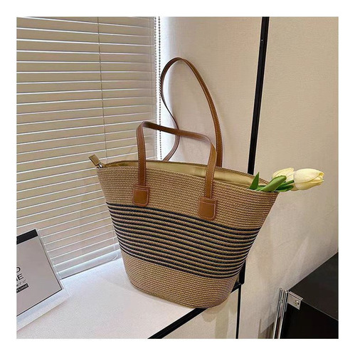 Bolso De Natural Boho Playero -tote Verano Con Gran Playa