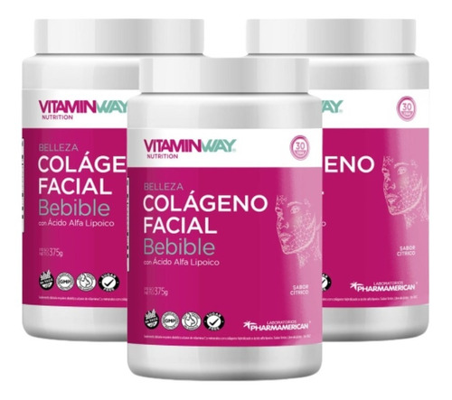 Pack X3 Colageno Facial Bebible X375gr Vitamin Way