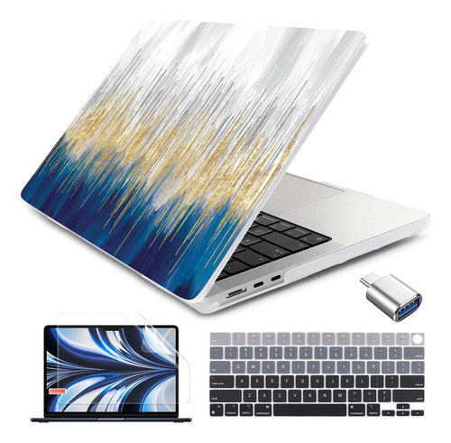 Funda Batianda Para Macbook Air 13 M2 + C/teclado Blue Gold