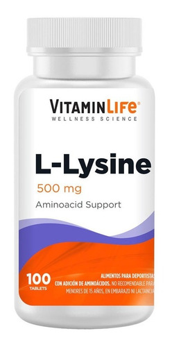 L-lysine (500mg / 100 Tabletas) Vitamin Life