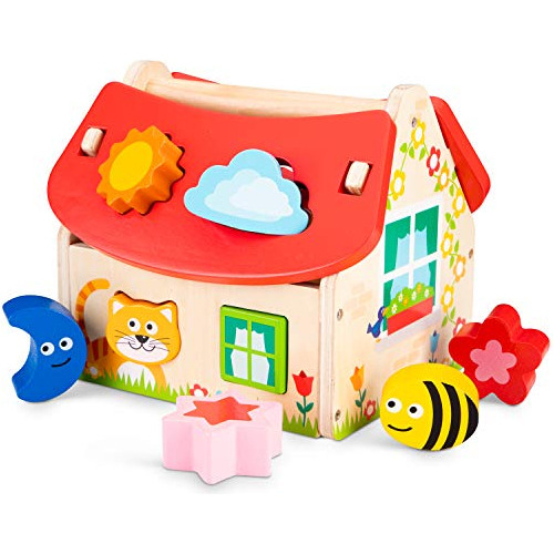 Wooden Shape Sorter House Educational Toys And Color Pe...