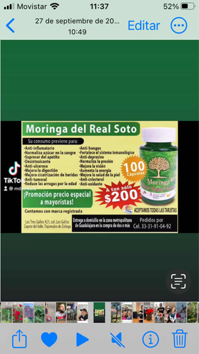 Moringa La Planta De La Vida 100%artesanal Entrega A Domicil