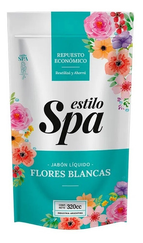 Jabon Liquido Repuesto Estilo Spa Flores Blancas  X 320 Ml