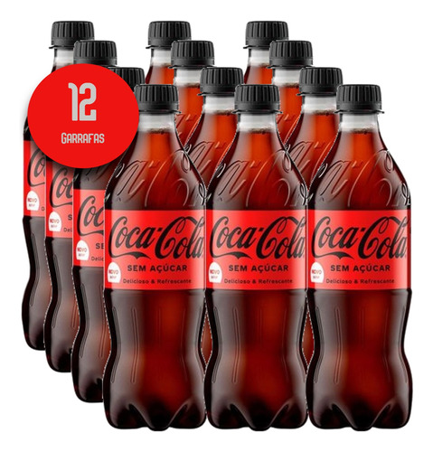 Coca Cola Original Sem Acucar Pet 600ml (12 Garrafas) Kit