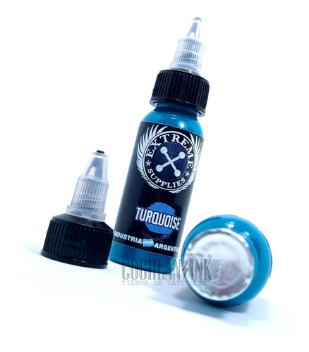 Imagen 4 de 4 de Tinta Tattoo Extreme Turquoise X 1oz Tatuajes Tatuar