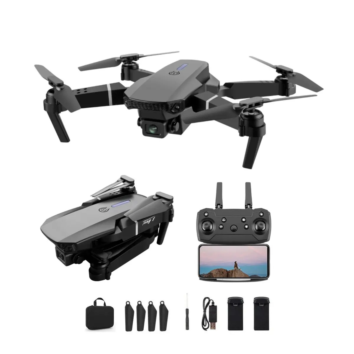 Drone Mini Pro Câmera 4k Com Gps 2 Baterias Completo Com Assistente De Pouso E Sensores De Obstáculos + Maleta De Transporte Drone Preto