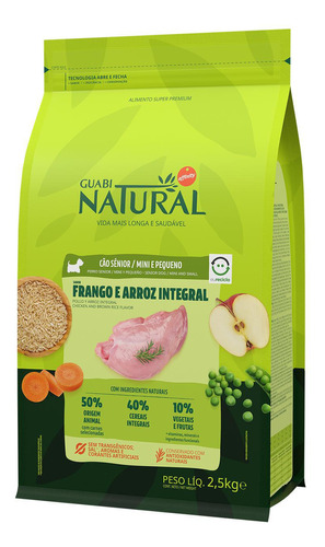 Guabi Natural Cão Sênior Mini Pequeno Frango Arroz 2,5kg