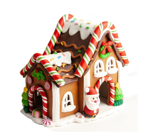 Imagen 1 de 5 de Adornos Navideños Running Casa De Jengibre Santa Y Pino