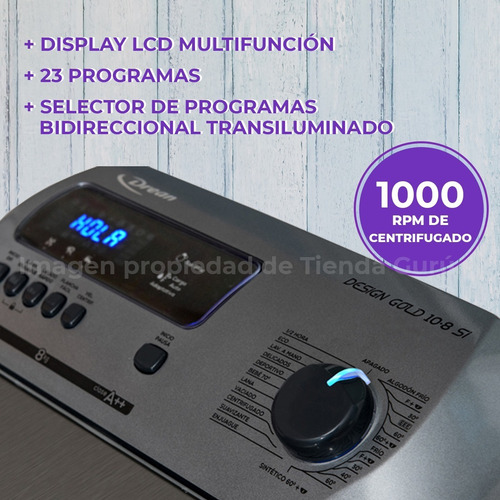 Imagen 3 de 7 de Lavarropas Carga Superior Drean Design Gold 10.8 Silver 8kg
