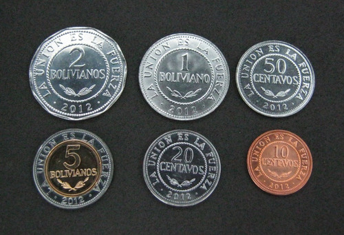 Bolivia 6 Moedas Fc Full Set Completo 2012 Com Bimetalica