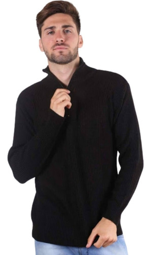 Sweater Pullover Hombre Medio Cierre Cuello Alto Premium