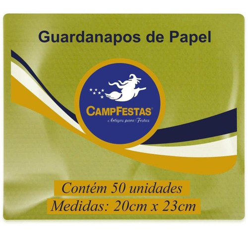 Guardanapo De Papel Amarelo 19,5x22,5cm 50f