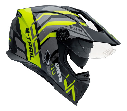 Capacete Masculino Bieffe B-trail Defender Amarelo Moto Pala