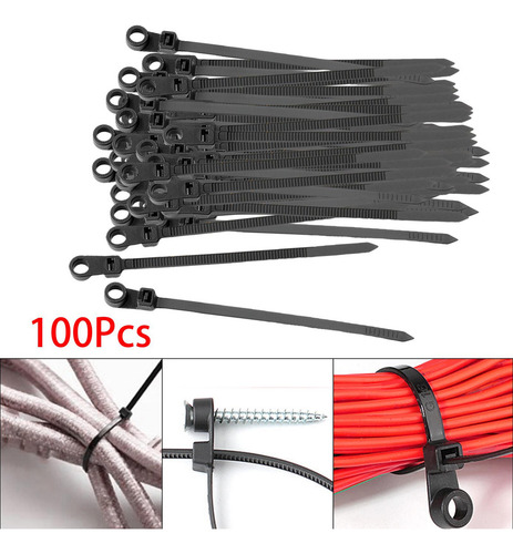 // 100 Piezas De Bridas De Nailon Para Cables, Orificios De