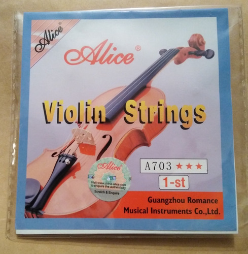 3 Cuerdas Individuales Para Violín Marca Alice Sol Re La Mi