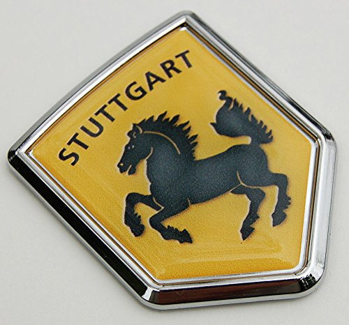 Stuttgart Caballo Bandera Coche Cromado Emblema Alemán 3d Ca