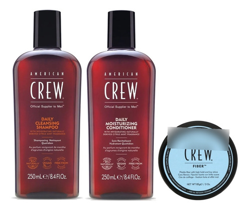 Shampoo Daily + Acondicionador + Cera Fiber American Crew