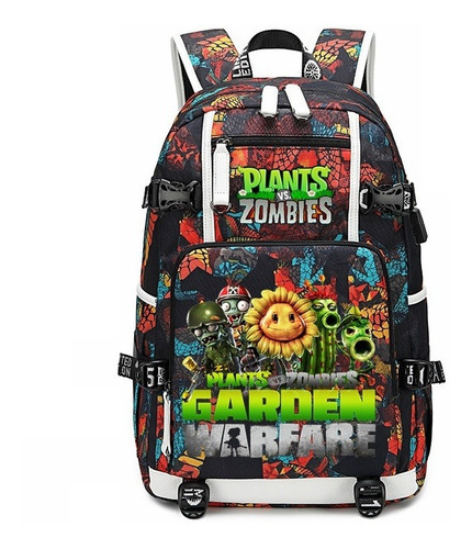 Plantas Vs . Zombies Pvz Camuflaje Mochila Estudiantes Bolsa