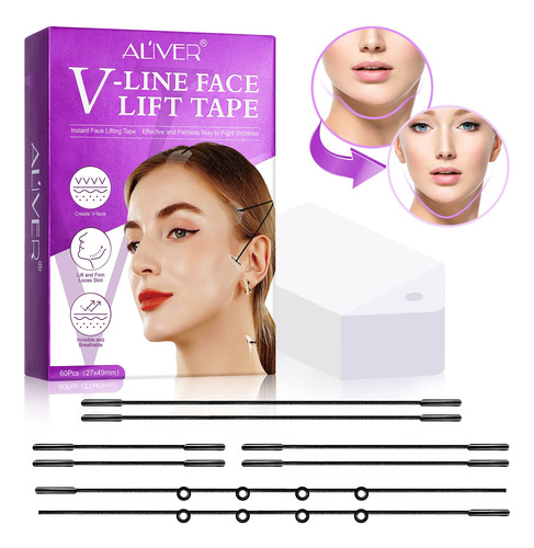 Mcukv Cinta Facial Invisible, 60 Piezas De Cinta De Estirami