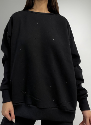 Buzo Over Frisa Brillos Strass Mujer Nylon
