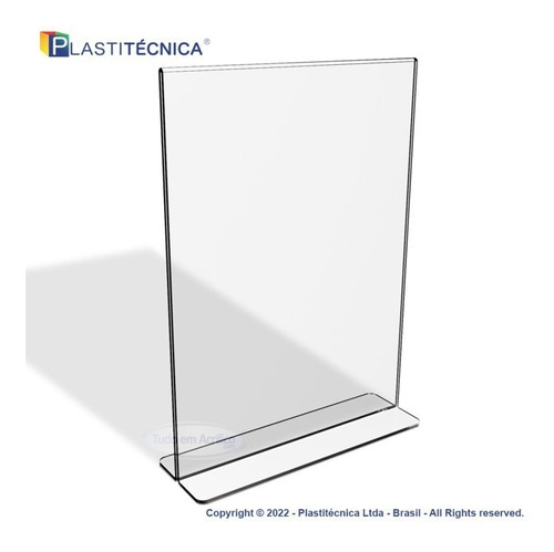 100 Displays T Acrílico 100% Transparente A4 30x21cm Vertic.