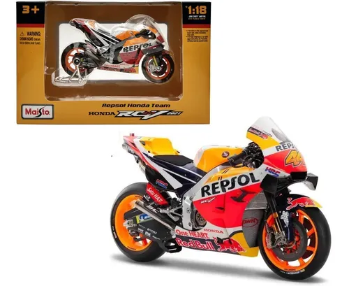 Miniature 1/18 Moto GP 2021 REPSOL Honda RC213V – Maisto, Carrosserie Métal, Pneus Caoutchouc