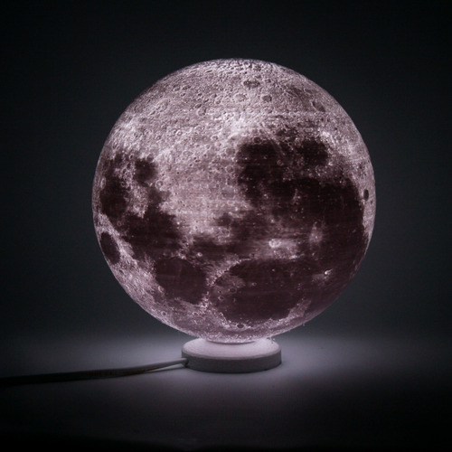 Lampara Velador Luna 16 Cm Astrolampara Sistema Solar Estructura Blanco Pantalla Blanco