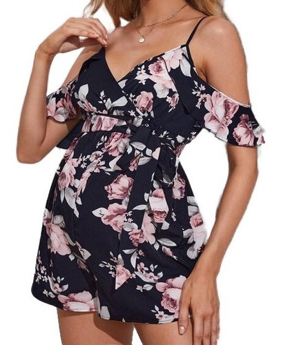 Enterito Premamá Maternal Floral De Verano Elegante Mujer