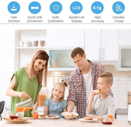 Imagen 3 de 10 de Bascula Digital 3kg-0.1g Balanzas De Cocina Usb Recargable