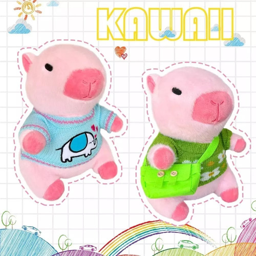 Peluche Capibara Con 10 Piezas De Ropa Y Accesorios