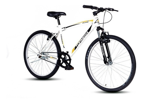 Mountain bike TopMega Cratos R26 M 1v frenos v-brakes color blanco con pie de apoyo  