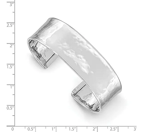 Brazalete Martillado En Oro Blanco 14k.