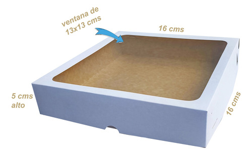 25 Caja Cuadrada Blanca Con Ventana 16x16x5 Cms Mod 1936 Blanca Con Ventana