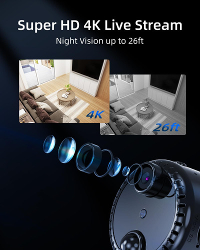 Vidcastive Mini Spy Câmera Escondida 4k Wifi Wifi Pequena Na
