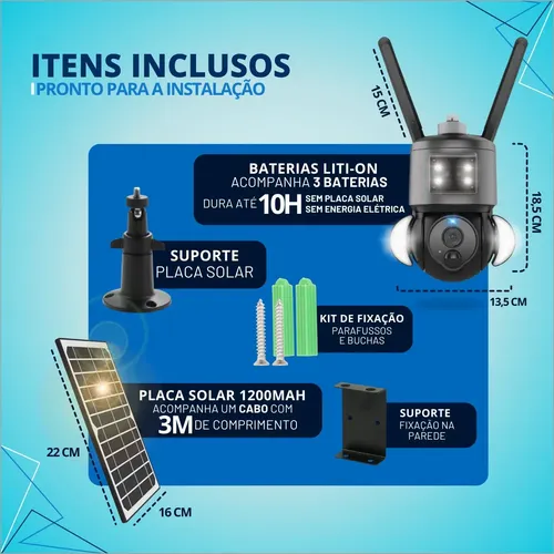 Câmera De Segurança Chip 4g Full Hd Solar Sem Fio + Sd 64gb