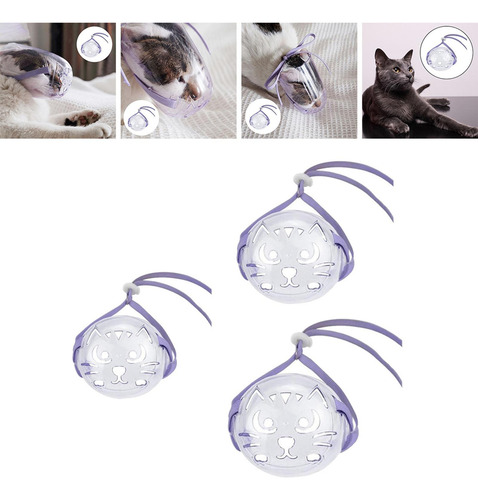 3x Juego De Bozales Para Gatos Cepillo De Baño Peine Boca