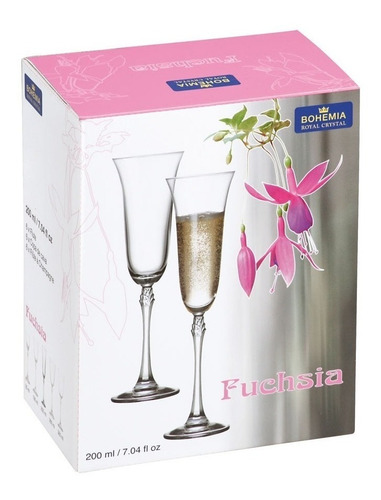 Set 6 Copa Flauta 200ml Fuchsia Boehmia